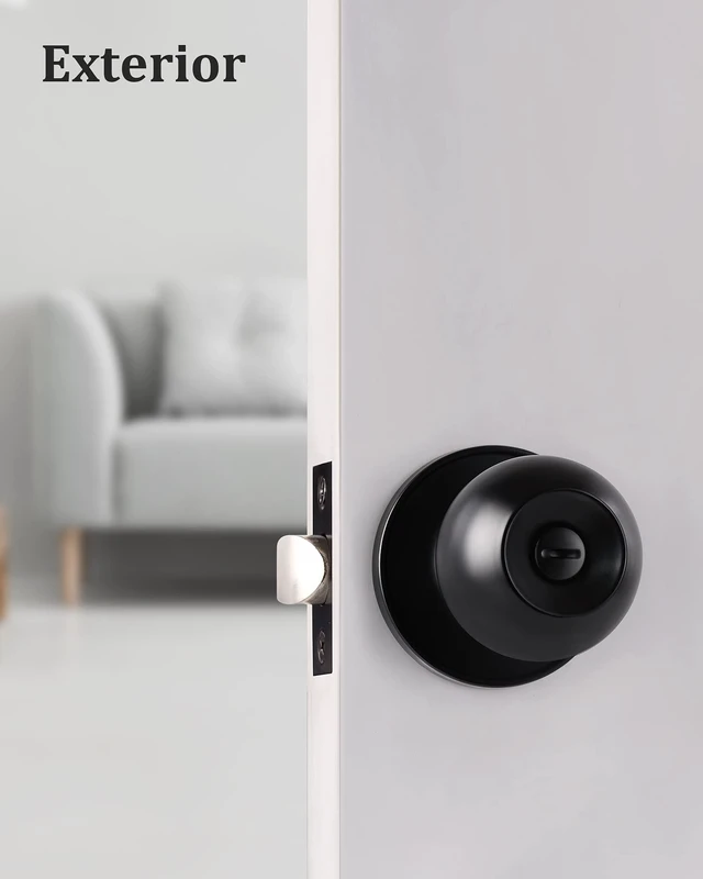 Alt view image 5 of 6 - (5Pack) Matte Black Privacy Door Knobs with Lock for Bedroom/Bathroom, Keyless Interior Door Lock, Stainless Steel Door Handles