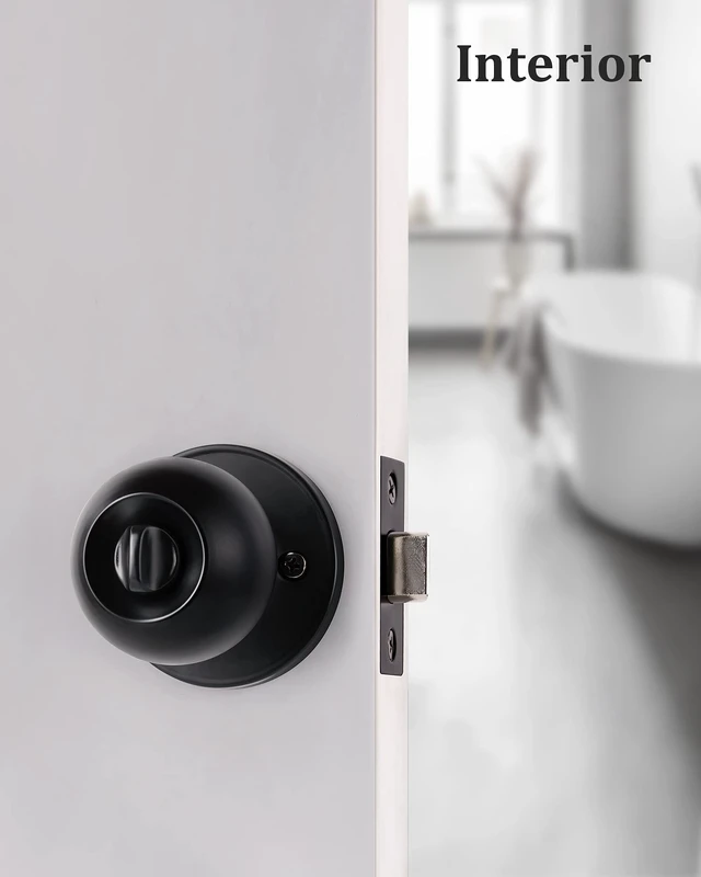 Alt view image 6 of 6 - (5Pack) Matte Black Privacy Door Knobs with Lock for Bedroom/Bathroom, Keyless Interior Door Lock, Stainless Steel Door Handles