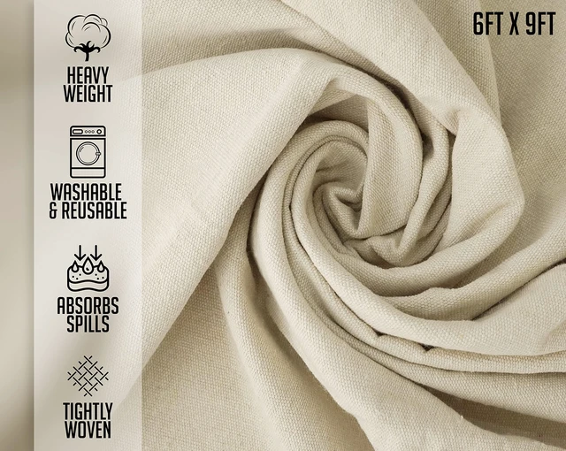 Alt view image 2 of 7 - Canvas Drop Cloth for Painting (Size 6'x9' Feet Pack of 4) Painters Drop Cloth for Painting, Furniture & Floor Protection All Purpose Thick Canvas tarp with Double Stitched Edges