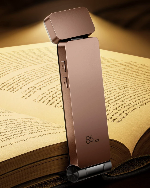 Main image of Book Light, Rechargeable Clip-On LED Reading Light for Bed & Night Use - 3 Color Temperatures with Stepless Dimming, Ultralight Bookmark Design for Kids, Book Lovers, Pink Brown