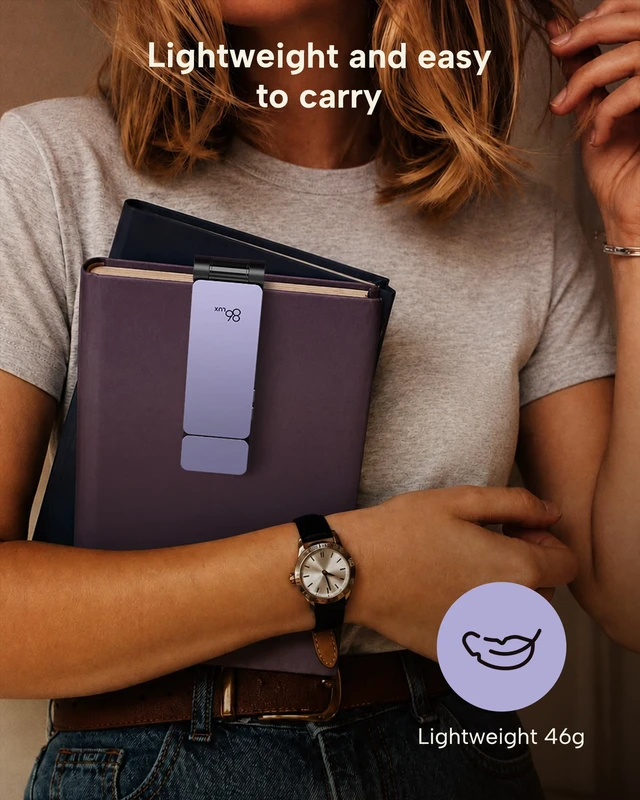 Alt view image 7 of 7 - Book Light, Rechargeable Clip-On LED Reading Light for Bed 3 Color Temperatures with Stepless Dimming, Ultralight Bookmark Design for Book Lovers, Purple