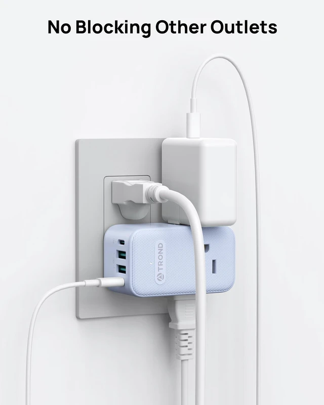 Alt view image 5 of 7 - Outlet Extender with 360 Rotating Plug, 3 Way Plug Adapter 2 PD 20W USB C Outlet Splitter, Multi Wall Adapter, Colorful Outlet Extension for Home Decoration, Travel Cruise Essentials