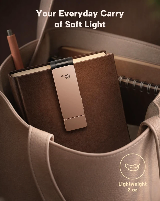 Alt view image 6 of 7 - Book Light, Rechargeable Clip-On LED Reading Light for Bed & Night Use - 3 Color Temperatures with Stepless Dimming, Ultralight Bookmark Design for Kids, Book Lovers, Pink Brown