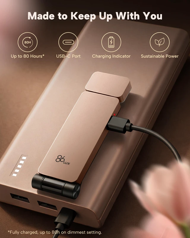Alt view image 5 of 7 - Book Light, Rechargeable Clip-On LED Reading Light for Bed & Night Use - 3 Color Temperatures with Stepless Dimming, Ultralight Bookmark Design for Kids, Book Lovers, Pink Brown
