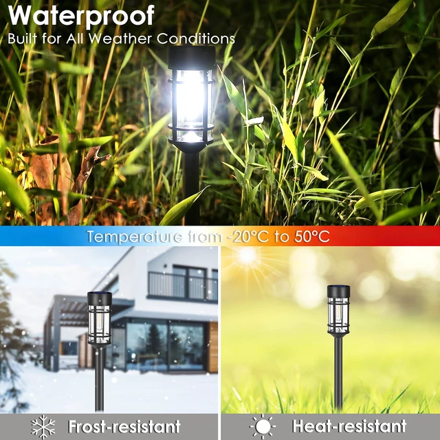 Alt view image 5 of 7 - Solar Pathway Lights Outdoor, 8 Pack Metal Glass Solar Lights Outdoor Waterproof Auto On/Off Landscape Path Lighting Garden Decor for Yard Walkway Driveway, Cool White