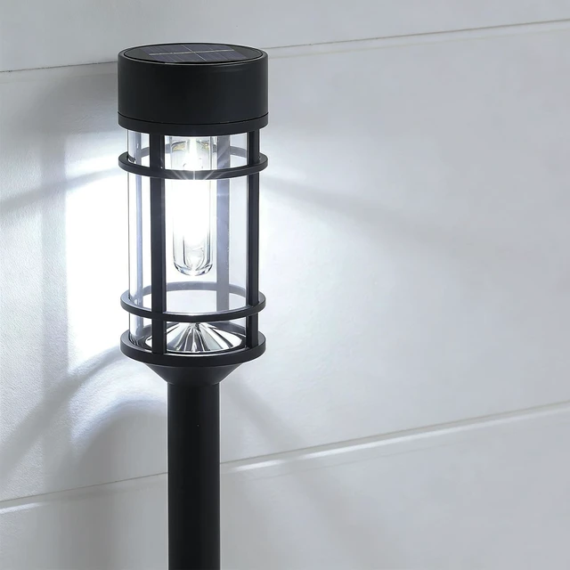 Alt view image 6 of 7 - Solar Pathway Lights Outdoor, 8 Pack Metal Glass Solar Lights Outdoor Waterproof Auto On/Off Landscape Path Lighting Garden Decor for Yard Walkway Driveway, Cool White