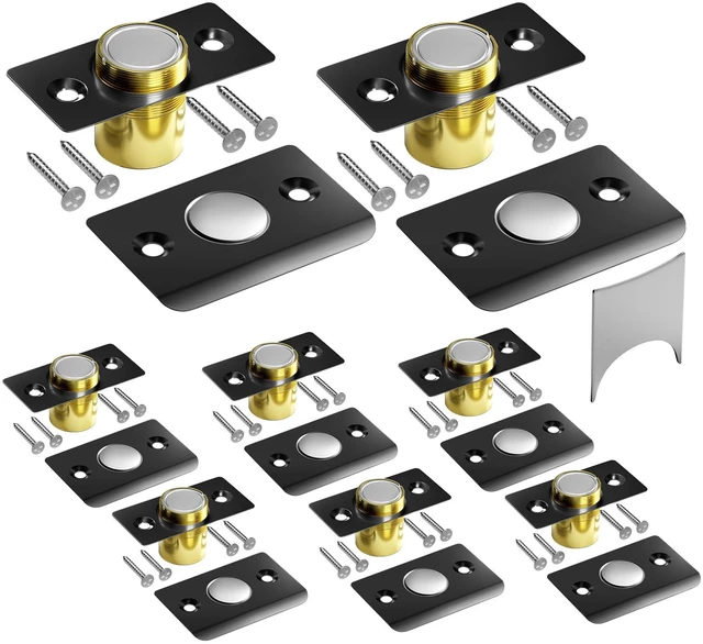 Main image of Upgraded Strong Magnetic Door Catch, Replacement for Traditional Door Ball Catch, Quite & Easy to Install, Use for Top of Door, Closet Door, 8 Pack, Black