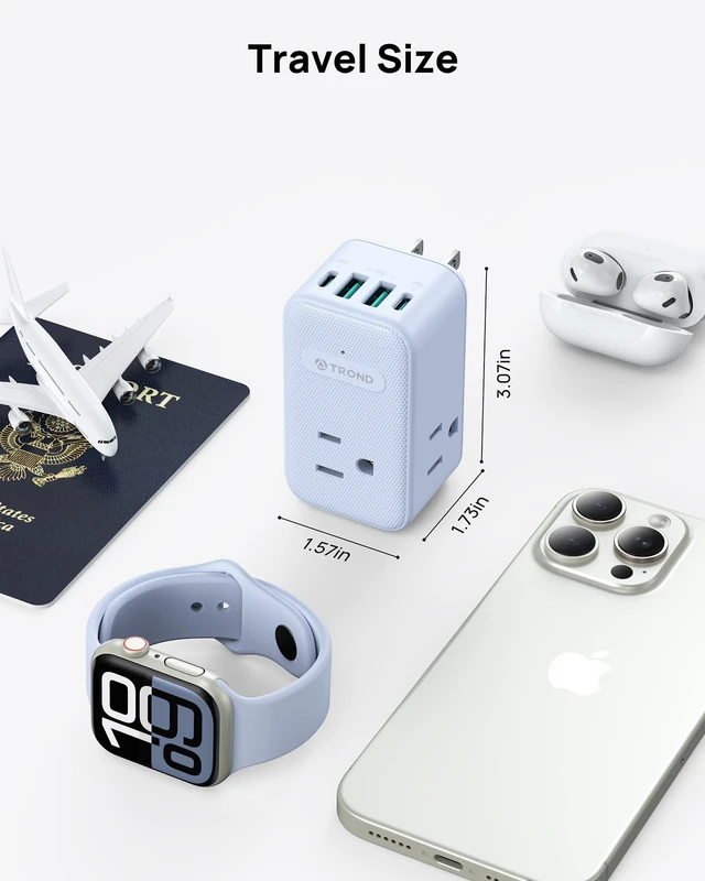 Alt view image 7 of 7 - Outlet Extender with 360 Rotating Plug, 3 Way Plug Adapter 2 PD 20W USB C Outlet Splitter, Multi Wall Adapter, Colorful Outlet Extension for Home Decoration, Travel Cruise Essentials