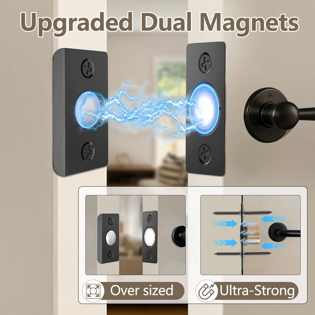 Alt view image 2 of 7 - Upgraded Strong Magnetic Door Catch, Replacement for Traditional Door Ball Catch, Quite & Easy to Install, Use for Top of Door, Closet Door, 8 Pack, Black