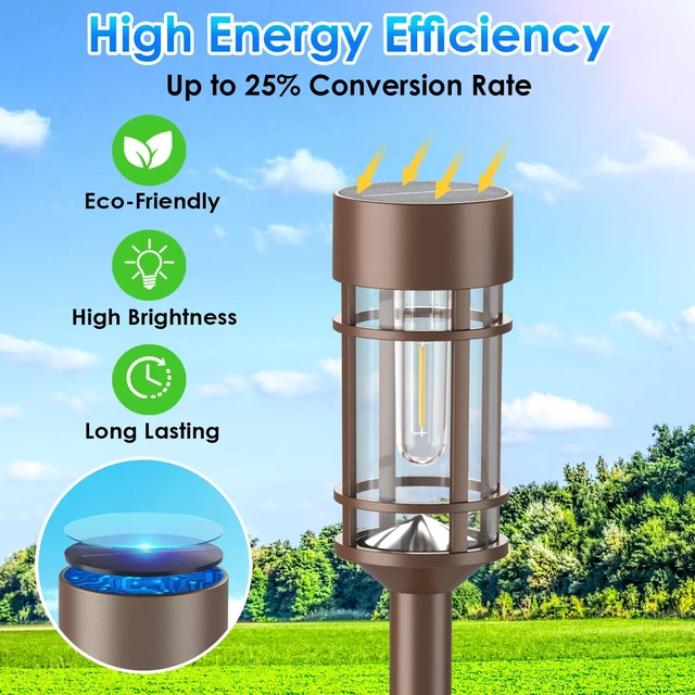 Alt view image 3 of 7 - 8 Pack Solar Outdoor Lights, Bright Up to 12 Hrs Solar Lights for Outside, Waterproof Solar Garden Lights for Patio, Yard and Landscape, Brown