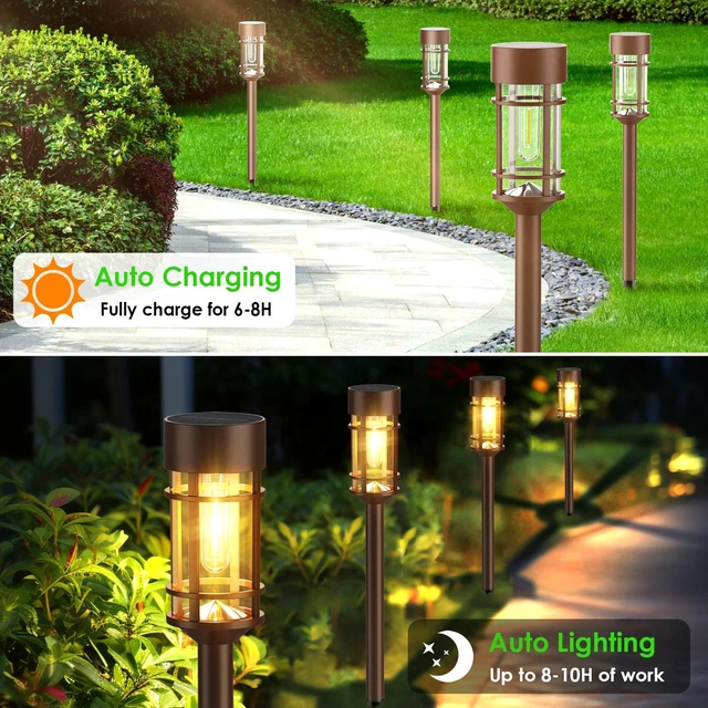 Alt view image 6 of 7 - 8 Pack Solar Outdoor Lights, Bright Up to 12 Hrs Solar Lights for Outside, Waterproof Solar Garden Lights for Patio, Yard and Landscape, Brown