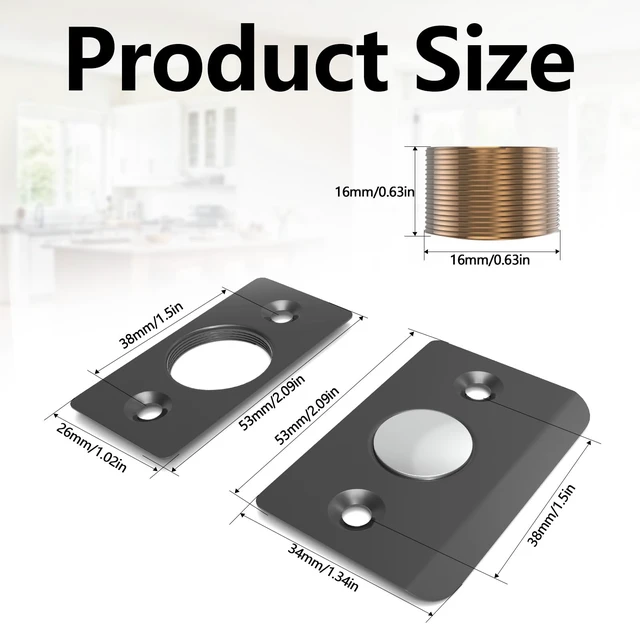 Alt view image 7 of 7 - Upgraded Strong Magnetic Door Catch, Replacement for Traditional Door Ball Catch, Quite & Easy to Install, Use for Top of Door, Closet Door, 8 Pack, Black