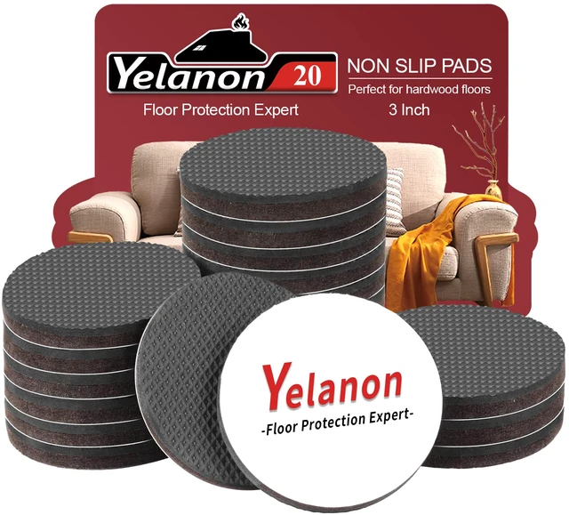 Main image of Non Slip Furniture Pads 20 Pcs 3" for Hardwood Floors Rubber feet grip furniture legs firmly, prevent sliding on floors. Easy peel-and-stick, protect from scratches