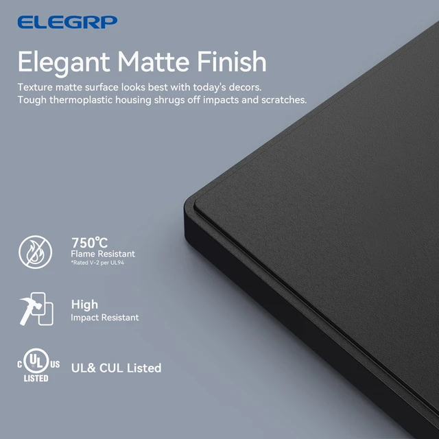 Alt view image 2 of 6 - Blank Wall Plate Cover, 1-Gang Screwless Blank Outlet Plate, Mid-Size 4.88" x 3.13" Unbreakable Thermoplastic Blank Faceplate Cover for Unused Outlets/Switches, UL Listed (5 Pack, Matte Black)