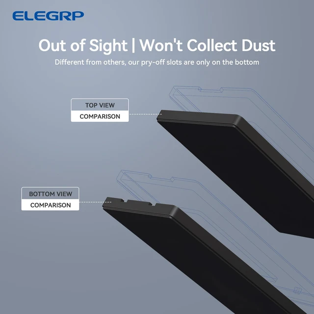 Alt view image 3 of 6 - Blank Wall Plate Cover, 1-Gang Screwless Blank Outlet Plate, Mid-Size 4.88" x 3.13" Unbreakable Thermoplastic Blank Faceplate Cover for Unused Outlets/Switches, UL Listed (5 Pack, Matte Black)