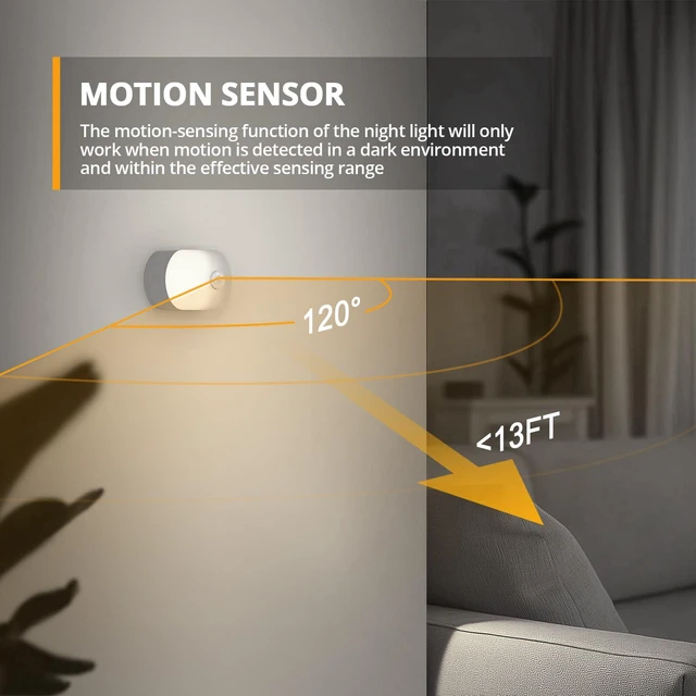 Alt view image 4 of 7 - Rechargeable Motion Sensor Night Light, Cool White LED Stick-on Closet Light with Dusk to Dawn Sensor, 1-20LM Stepless Adjustable Brightness for Bedroom, Wall, Kitchen, Stairs, Hallway, 2-Pack