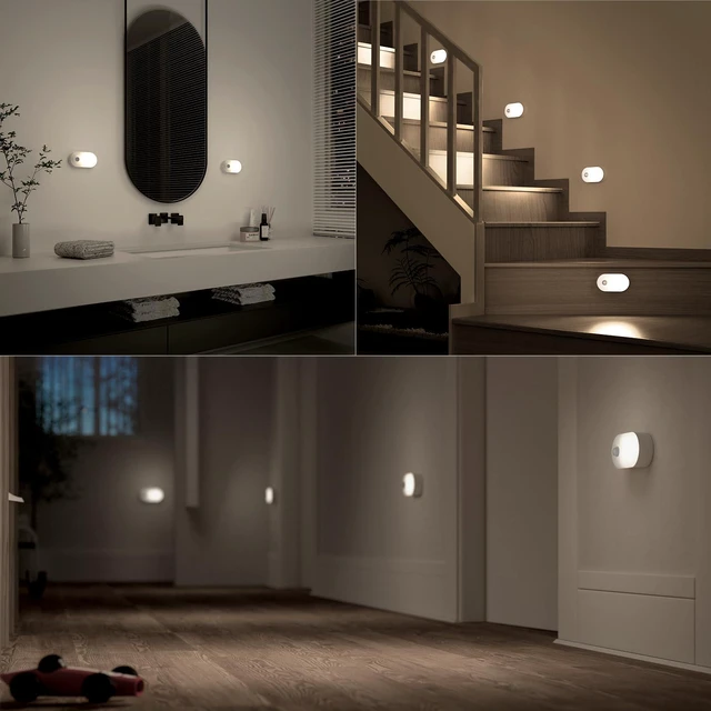 Alt view image 6 of 7 - Rechargeable Motion Sensor Night Light, Cool White LED Stick-on Closet Light with Dusk to Dawn Sensor, 1-20LM Stepless Adjustable Brightness for Bedroom, Wall, Kitchen, Stairs, Hallway, 2-Pack
