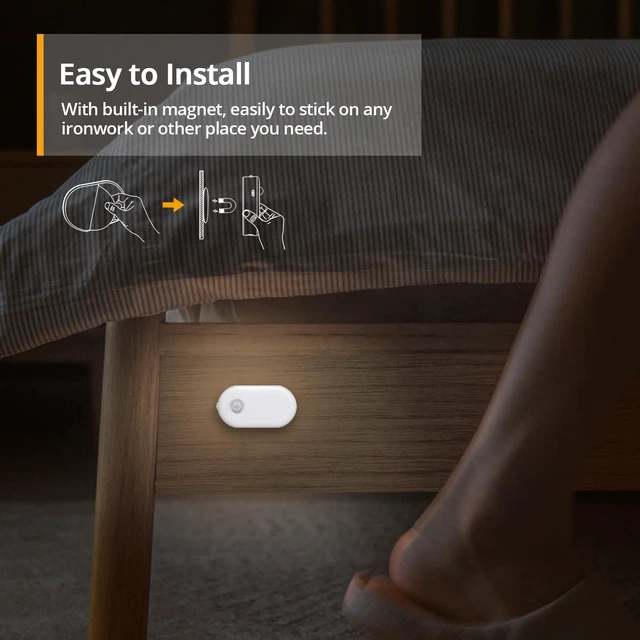 Alt view image 7 of 7 - Rechargeable Motion Sensor Night Light, Cool White LED Stick-on Closet Light with Dusk to Dawn Sensor, 1-20LM Stepless Adjustable Brightness for Bedroom, Wall, Kitchen, Stairs, Hallway, 2-Pack