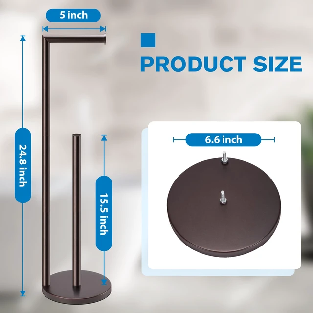 Alt view image 2 of 7 - Toilet Paper Holder Stand, Bronze Toilet Paper Holder Free Standing Toilet Paper Holder for 4 Rolls, Bathroom Organizers and Storage with Anti-Slip Base and Rustproof