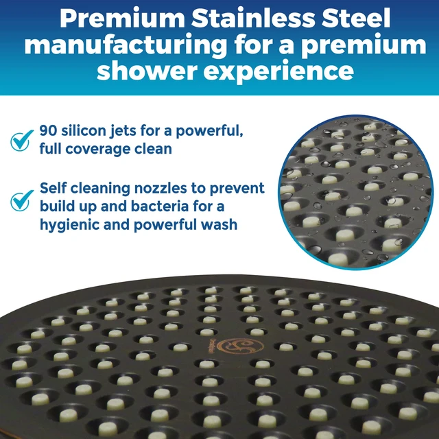 Alt view image 5 of 7 - Shower Head - High Pressure 2.5 GPM - Oil Rubbed Bronze Anti-clog silicone nozzles, removable restrictor, easy-clean fixed replacement