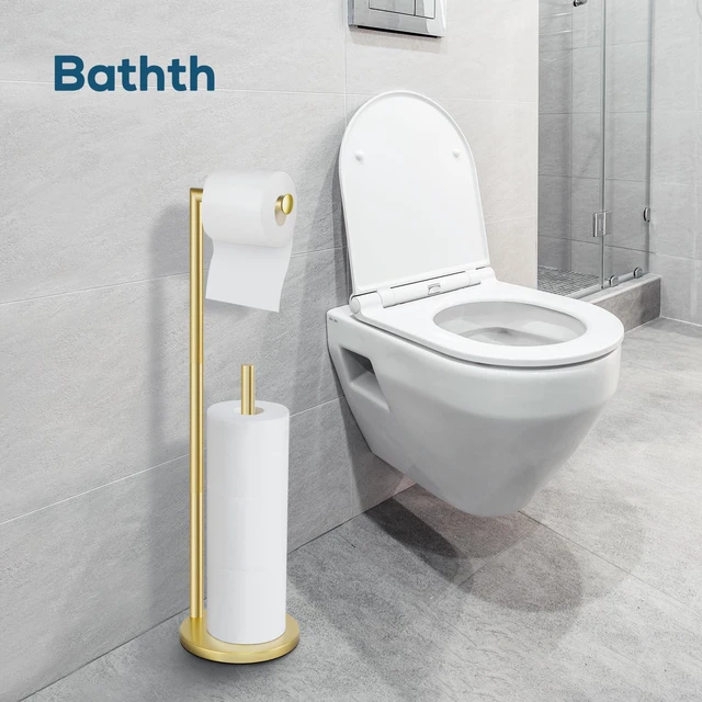 Alt view image 5 of 6 - Toilet Paper Holder Stand, Gold Toilet Paper Holder Free Standing Toilet Paper Holder for 4 Rolls, Bathroom Organizers and Storage with Anti-Slip Base and Rustproof