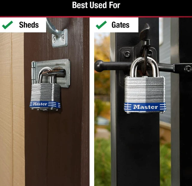 Alt view image 3 of 7 - 3QLD Laminated Steel Outdoor Padlocks with Key, 4 Pack Keyed-Alike