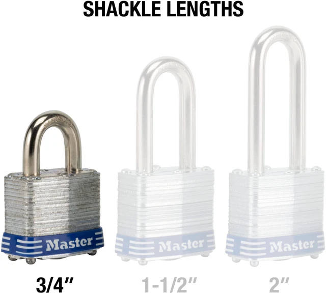Alt view image 5 of 7 - 3QLD Laminated Steel Outdoor Padlocks with Key, 4 Pack Keyed-Alike