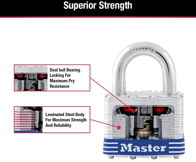 Alt view image 6 of 7 - 3QLD Laminated Steel Outdoor Padlocks with Key, 4 Pack Keyed-Alike