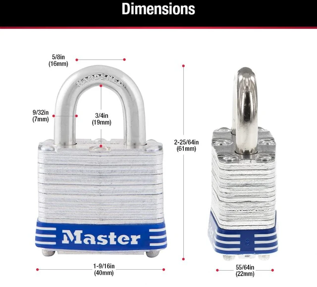 Alt view image 7 of 7 - 3QLD Laminated Steel Outdoor Padlocks with Key, 4 Pack Keyed-Alike