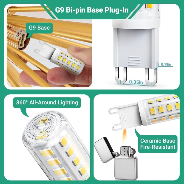 Alt view image 4 of 7 - G9 LED Bulb 4W, 6000K Daylight 20 Pack, 40 Watt Eq, G9 Base, 120V T4 G9 Halogen Replacement, G 9 Bi-pin Base Light Bulbs for Chandelier, 450 LM 360 Beam Angle for Home Lighting, Non-dimmable