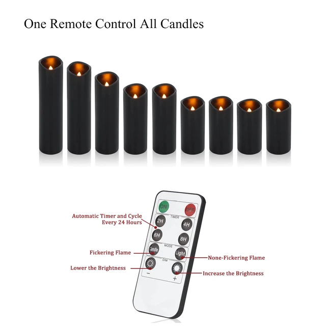 Alt view image 5 of 6 - Flameless Candles (Black Set of 9)