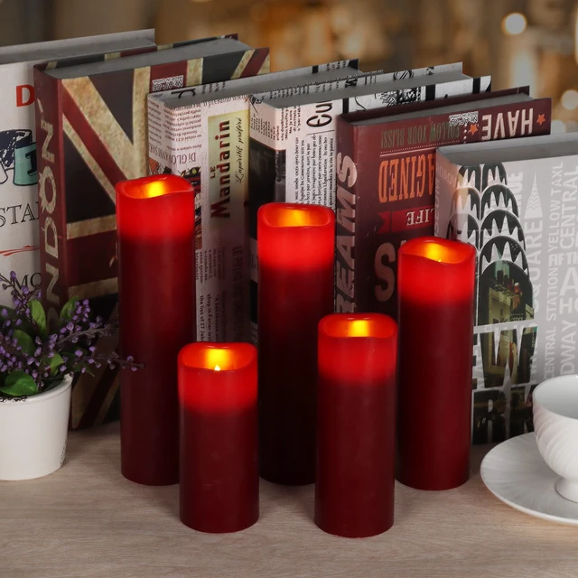 Alt view image 2 of 7 - Flameless Candles (Burgundy Set of 9)