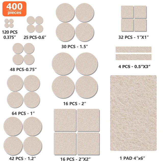 Alt view image 3 of 7 - Felt Furniture Pads 400 Pieces, Furniture Pads for Hardwood Floors Beige Self-adhesive felt pads prevent scratches and noise, ideal for chair legs, suitable for hardwood floors and indoor furniture