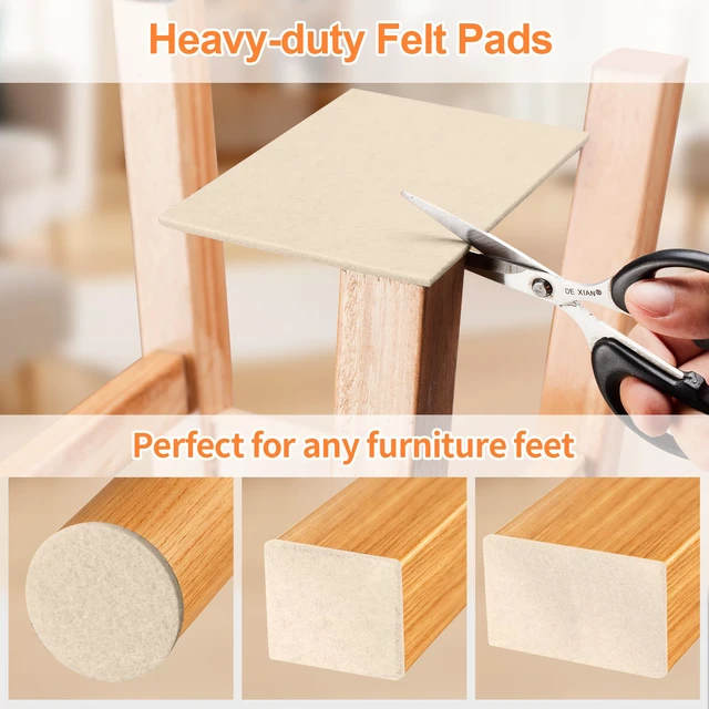 Alt view image 5 of 7 - Felt Furniture Pads 400 Pieces, Furniture Pads for Hardwood Floors Beige Self-adhesive felt pads prevent scratches and noise, ideal for chair legs, suitable for hardwood floors and indoor furniture