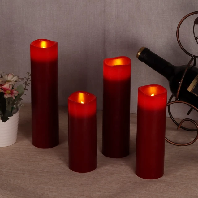 Alt view image 3 of 7 - Flameless Candles (Burgundy Set of 9)