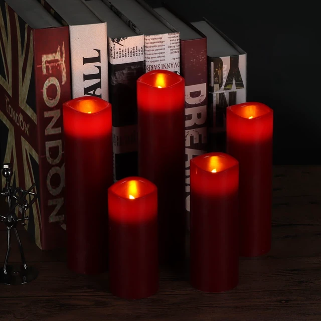 Alt view image 4 of 7 - Flameless Candles (Burgundy Set of 9)