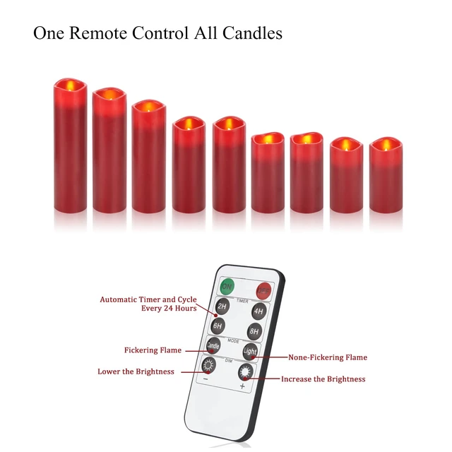 Alt view image 6 of 7 - Flameless Candles (Burgundy Set of 9)