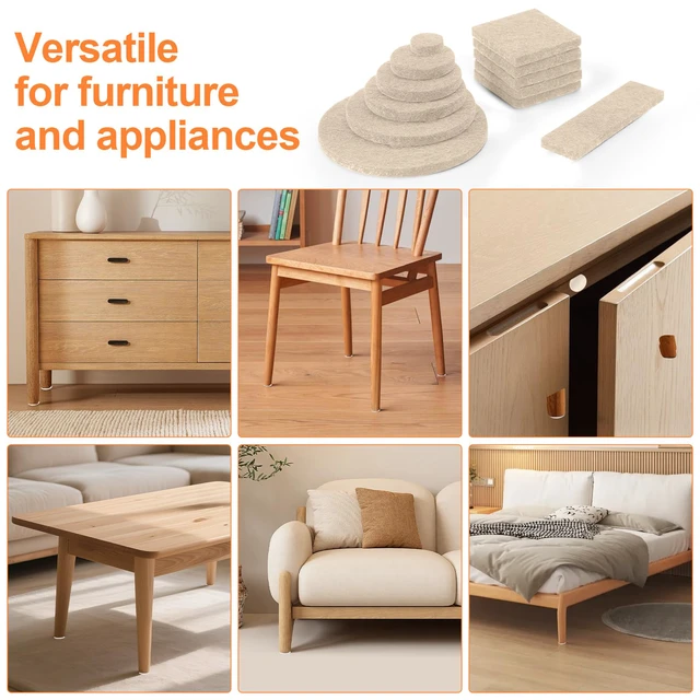Alt view image 6 of 7 - Felt Furniture Pads 400 Pieces, Furniture Pads for Hardwood Floors Beige Self-adhesive felt pads prevent scratches and noise, ideal for chair legs, suitable for hardwood floors and indoor furniture
