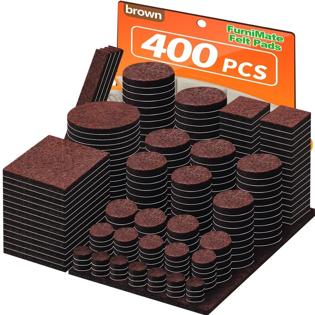 Main image of Felt Furniture Pads 400 Pieces, Furniture Pads for Hardwood Floors Brown Self-adhesive felt pads prevent scratches and noise, ideal for chair legs, suitable for hardwood floors and indoor furniture