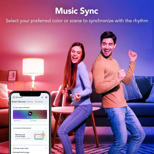 Alt view image 4 of 7 - Matter Smart Light Bulb, A19 RGBTW Color Changing, 4 Pack with Remote 800lm 60W Equivalent Alexa Light Bulbs Works with Alexa/Apple Home/ Google Home/SmartThingsE26 Base 2.4Ghz WiFi led Bulbs