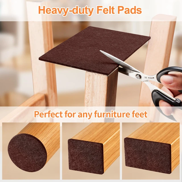 Alt view image 5 of 7 - Felt Furniture Pads 400 Pieces, Furniture Pads for Hardwood Floors Brown Self-adhesive felt pads prevent scratches and noise, ideal for chair legs, suitable for hardwood floors and indoor furniture