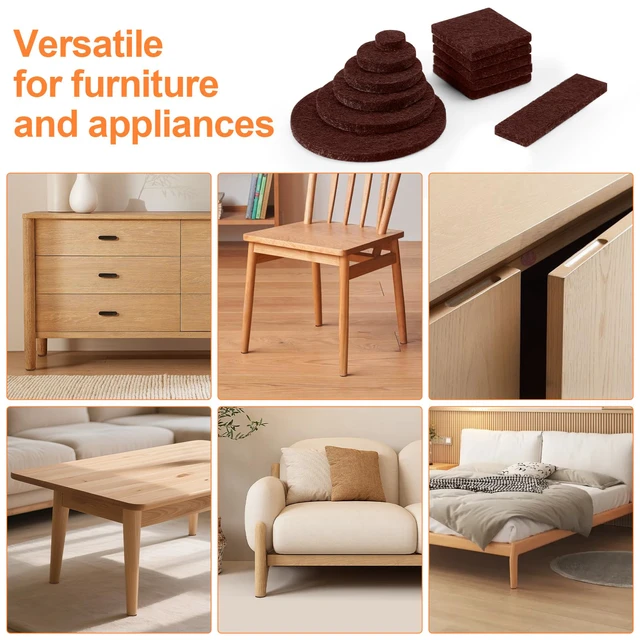 Alt view image 6 of 7 - Felt Furniture Pads 400 Pieces, Furniture Pads for Hardwood Floors Brown Self-adhesive felt pads prevent scratches and noise, ideal for chair legs, suitable for hardwood floors and indoor furniture