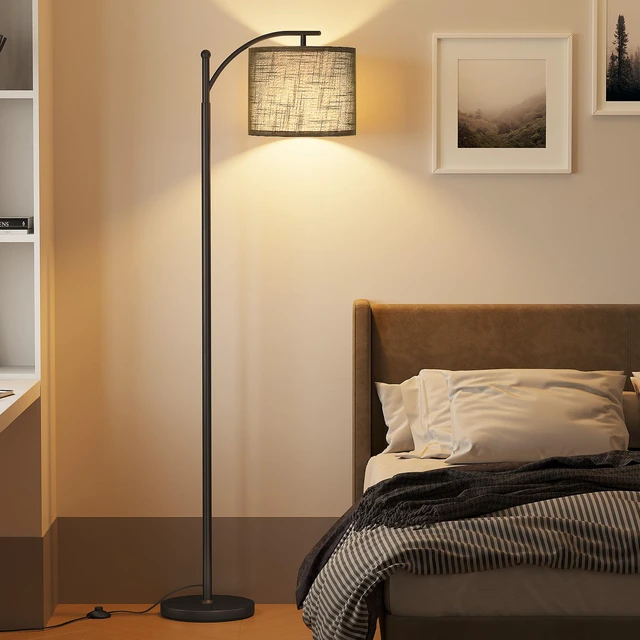 Alt view image 7 of 7 - Arc Floor Lamp, Modern Floor Lamp with 3 Color Temperatures Bulb 12W Metal Standing Lamps with Adjustable Hanging Lampshade, Tall Floor Lamps for Living Room, Bedroom, Office
