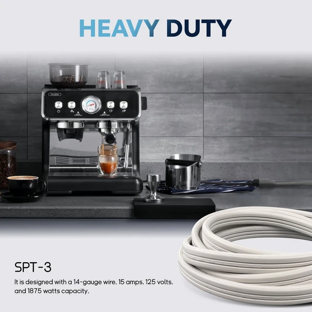 Alt view image 6 of 6 - 15 Ft Heavy Duty Appliance Extension Cord,14 AWG 3-Prong Flat Plug White 14 Gauge, 3 Prong Grounded, For Air Conditioners, Refrigerators, Microwaves, Washing Machines, Indoor Use