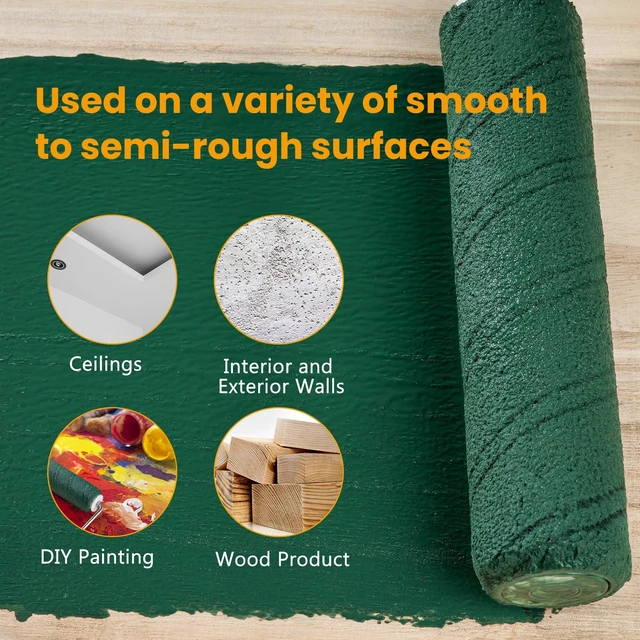 Alt view image 2 of 6 - Microfiber Paint Roller 9 Inch, 3/8 Inch Nap, 40 Pack 9 Inch Microfiber Paint Roller Covers, Large Replacement Covers for Wall Painting and Paint Roller Kit