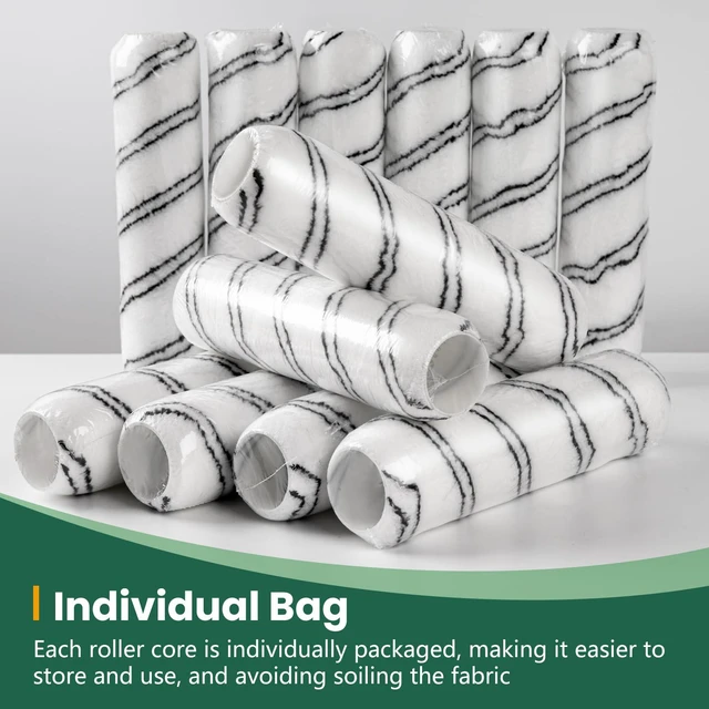 Alt view image 5 of 6 - Microfiber Paint Roller 9 Inch, 3/8 Inch Nap, 40 Pack 9 Inch Microfiber Paint Roller Covers, Large Replacement Covers for Wall Painting and Paint Roller Kit