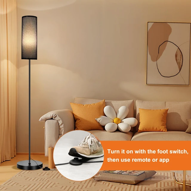 Alt view image 7 of 7 - Floor Lamp, 9W 800LM Smart Bulb, Tall Corner Lamp, Black Shade Music Sync Light, App & Remote Control, Color Changing Ambient Lighting Standing Lamp for Bedroom Game Christmas Home Decor