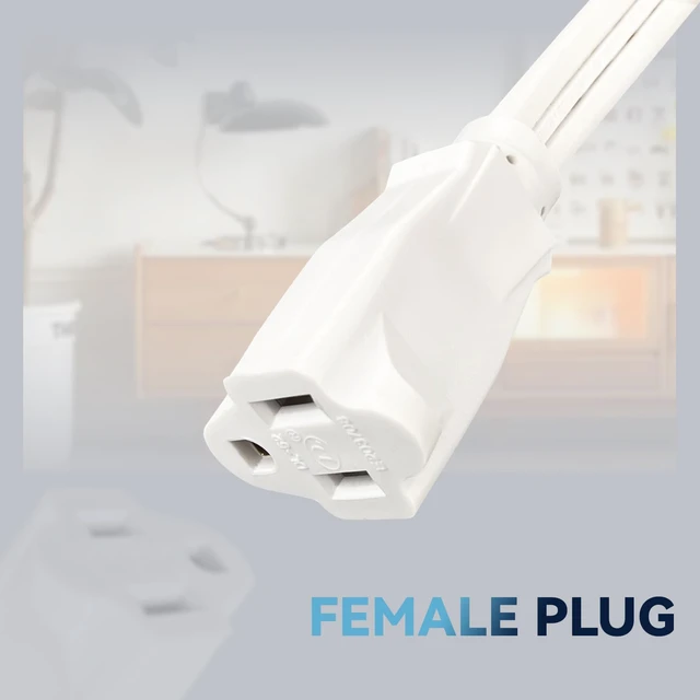 Alt view image 5 of 6 - 15 Ft Heavy Duty Appliance Extension Cord,14 AWG 3-Prong Flat Plug White 14 Gauge, 3 Prong Grounded, For Air Conditioners, Refrigerators, Microwaves, Washing Machines, Indoor Use