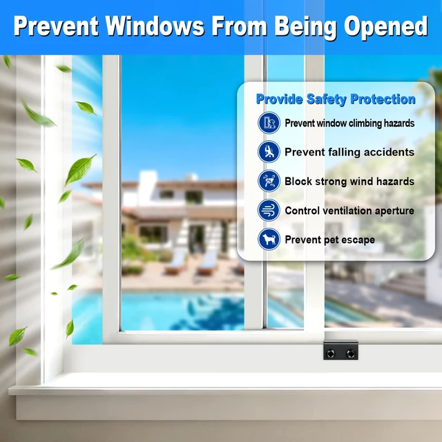 Alt view image 2 of 7 - Sliding Window Locks with Key6 Sets for Horizontal Vertica Window Window Locks, Aluminum Stops, Sturdy Long-Lasting, Lock Closed or Ajar for Safe Ventilation Protecting Family & Pets