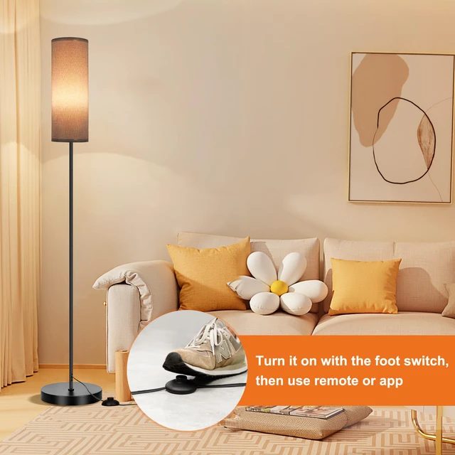 Alt view image 7 of 7 - Floor Lamp, 9W 800LM Smart Bulb, Tall Corner Lamp, Gray Shade Music Sync Light, App & Remote Control, Color Changing Ambient Lighting Standing Lamp for Bedroom Game Christmas Home Decor